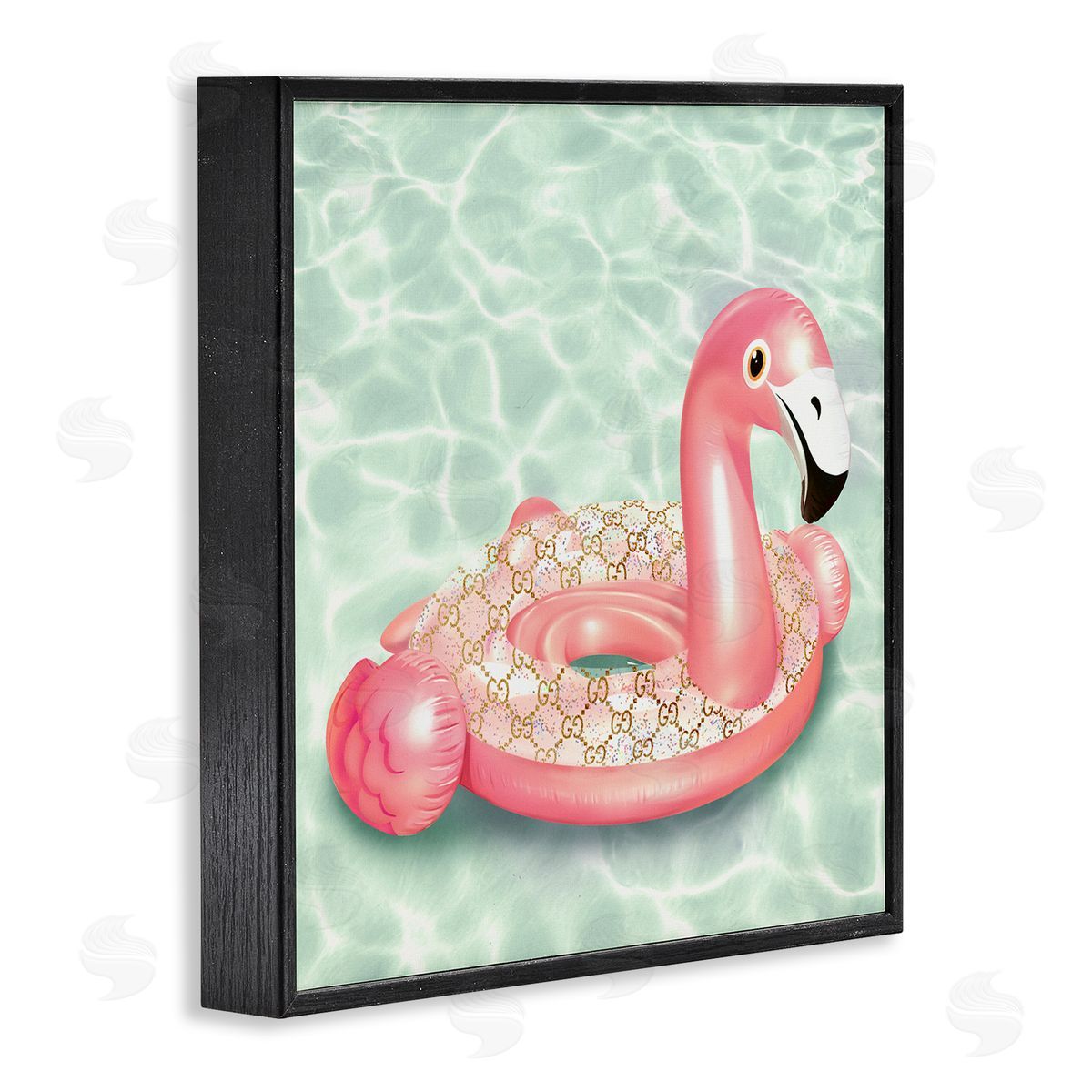Ziwei Li Summer Pool Float Glam Pattern Fashion Emblem Black Framed Glicee Wall Art Print