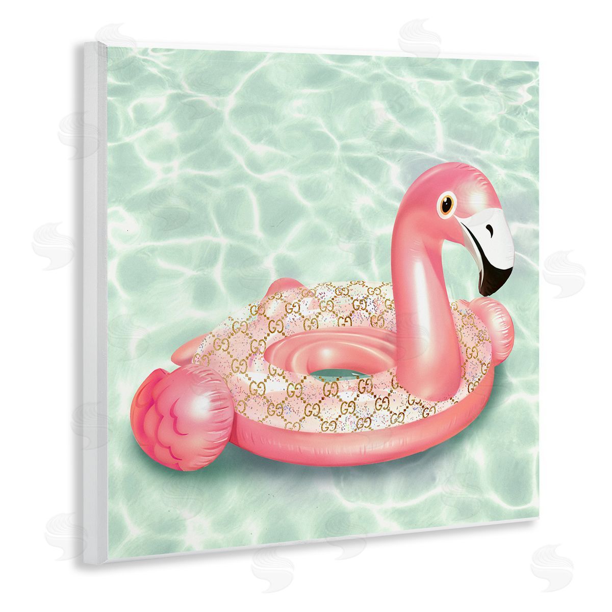 Ziwei Li Summer Pool Float Glam Pattern Fashion Emblem Wooden Wall Plaque Art Print
