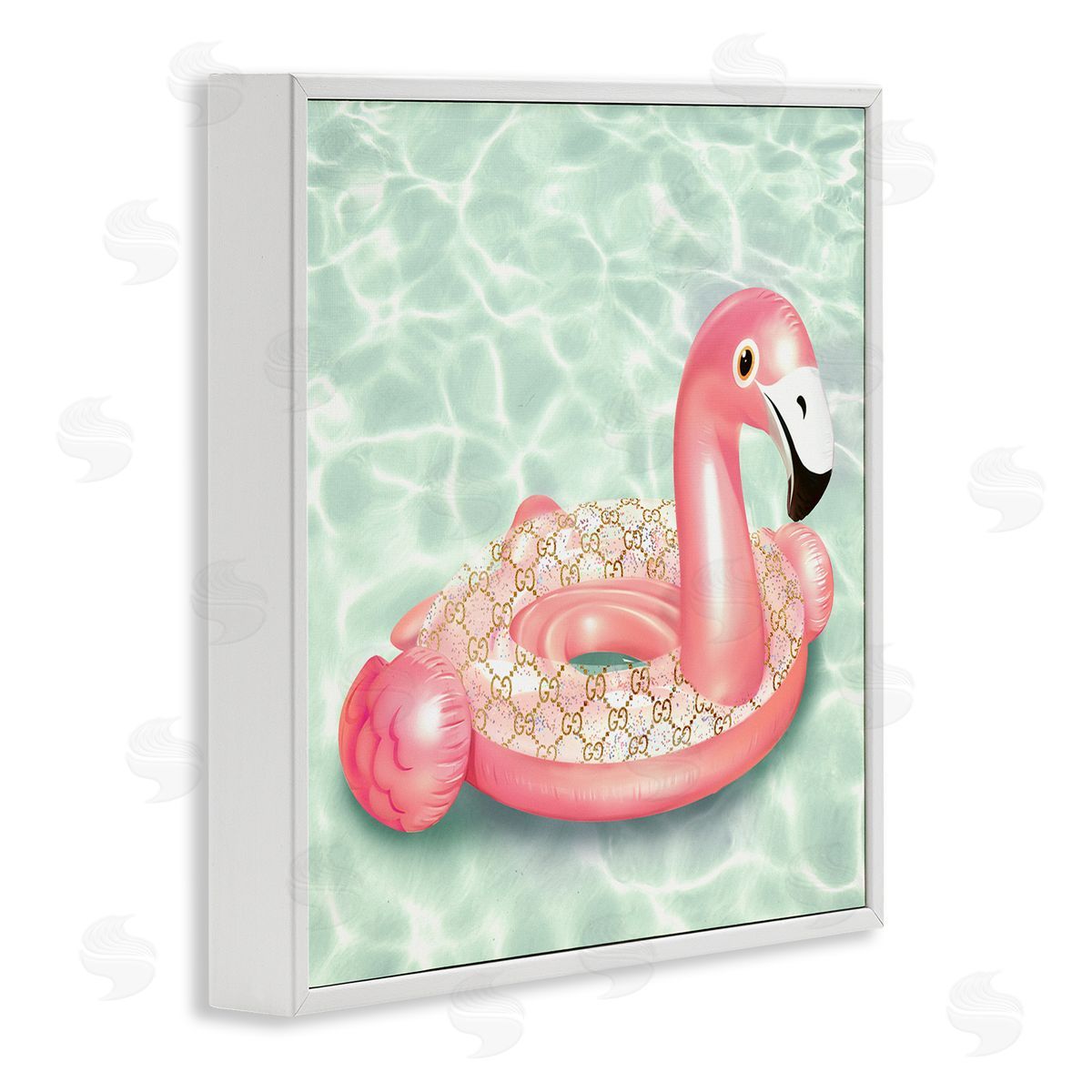 Ziwei Li Summer Pool Float Glam Pattern Fashion Emblem White Framed Glicee Wall Art Print