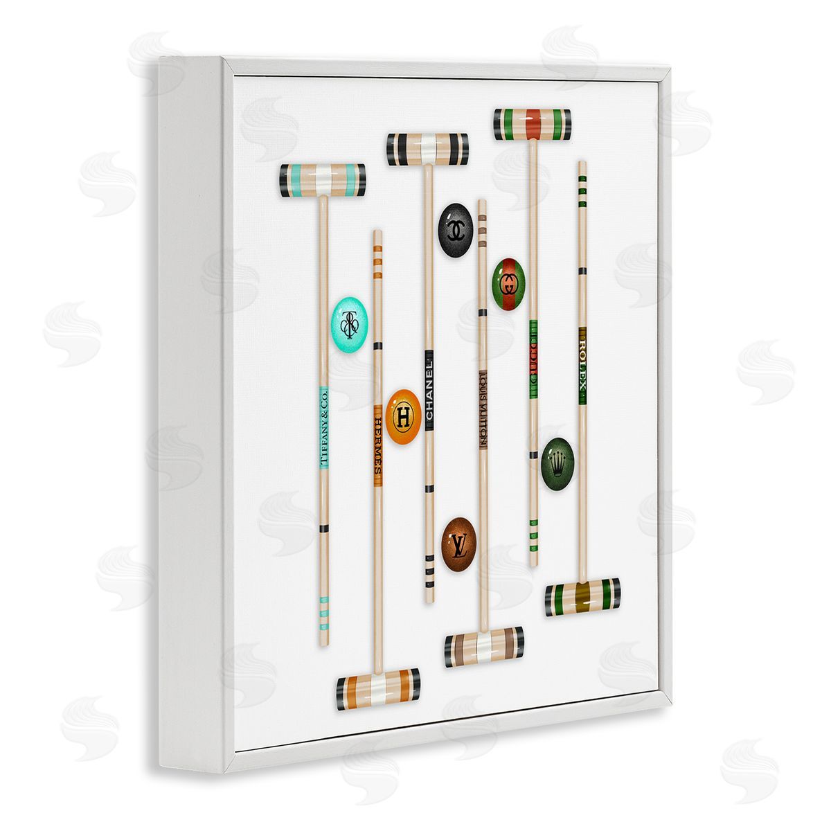Ziwei Li Upscale Fashion Brand Croquet Sport Glam Emblem White Framed Glicee Wall Art Print