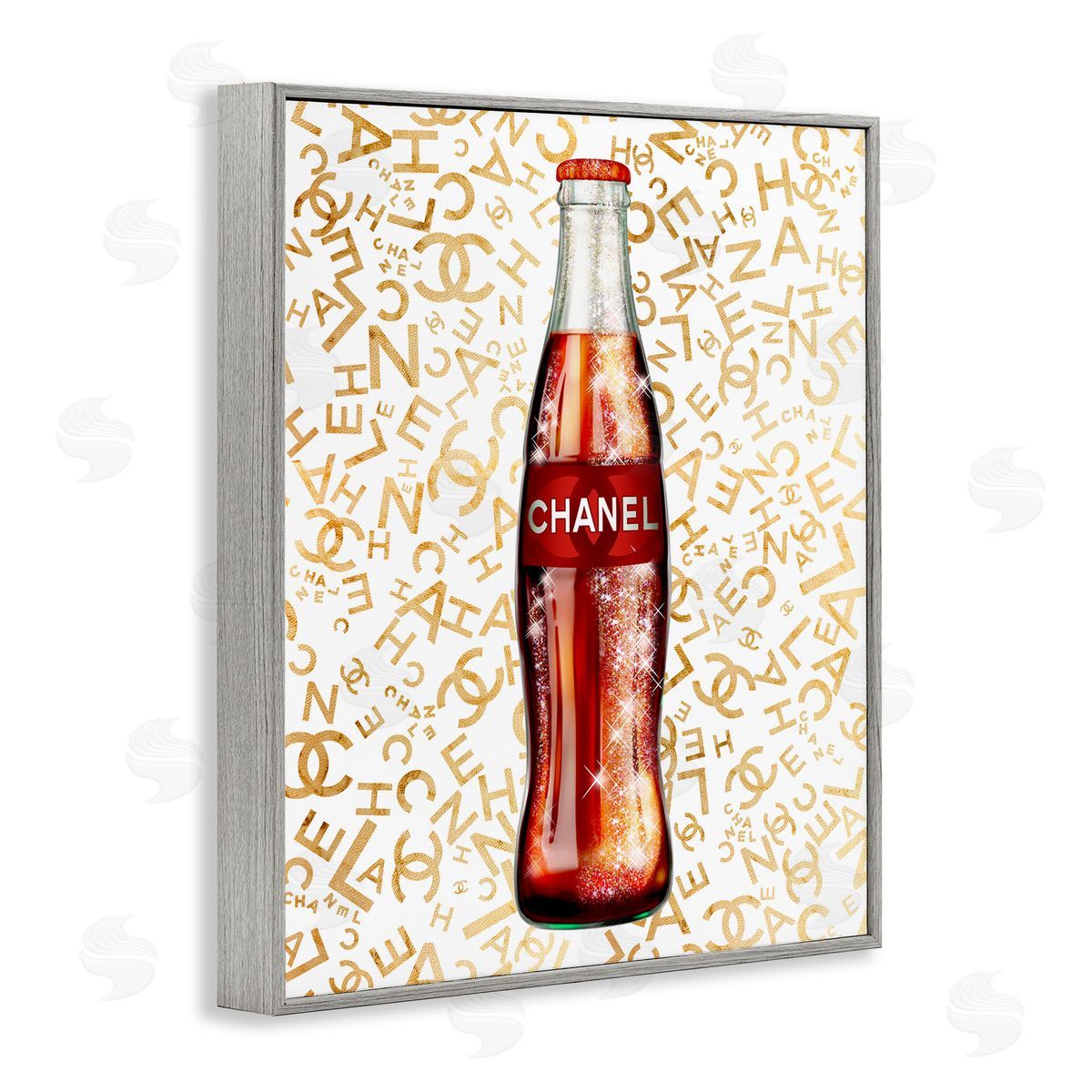 Ziwei Li Trendy Glam Pattern Vintage Soda Bottle Gray Framed Giclee Wall Art Print