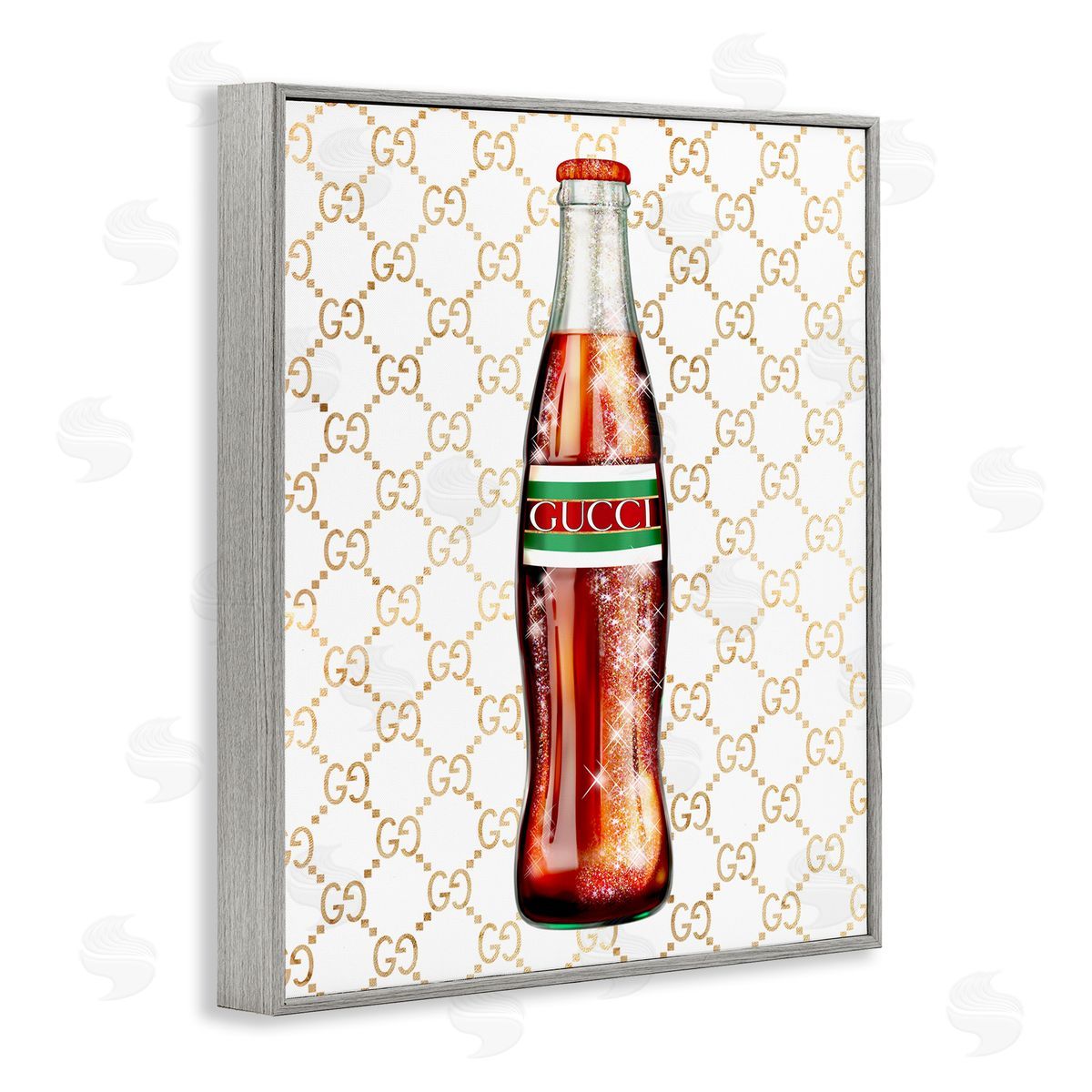 Ziwei Li Stylish Cola Bottle Kitchen Glam Fashion Pattern Gray Framed Giclee Wall Art Print