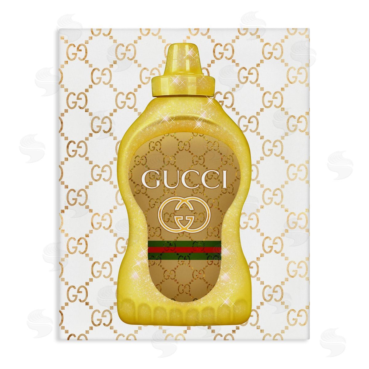 Ziwei Li Fashionable Brunch Condiment Patterned Glam Emblem  Stretched Canvas Wall Art Print