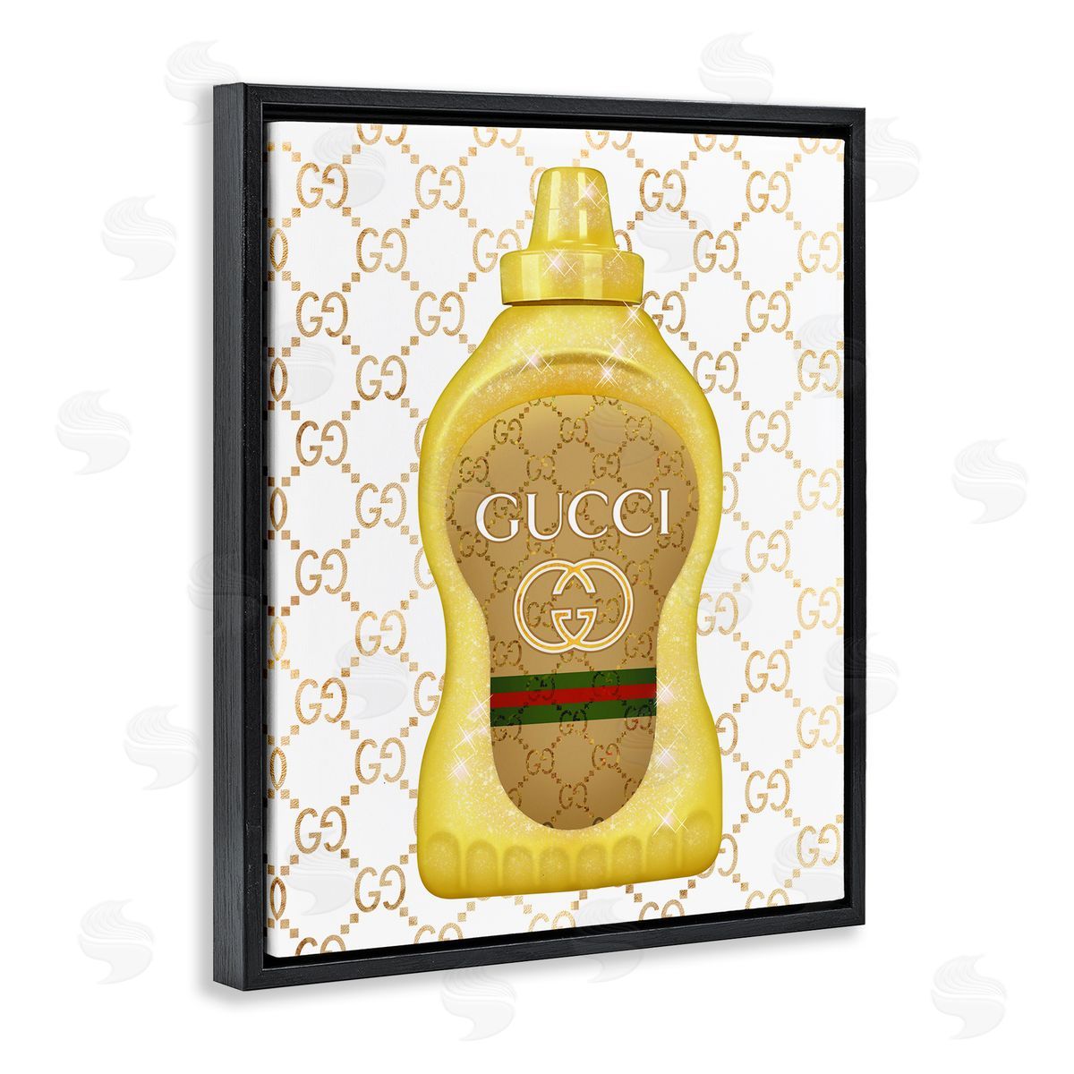 Ziwei Li Fashionable Brunch Condiment Patterned Glam Emblem  Black Floating Frame Canvas Wall Art Print
