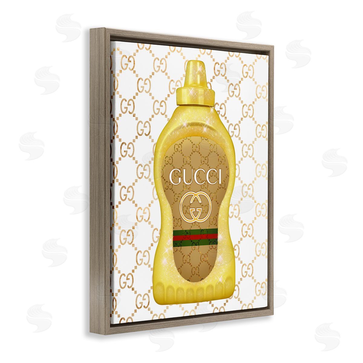 Ziwei Li Fashionable Brunch Condiment Patterned Glam Emblem  Brown Floating Frame Canvas Wall Art Print
