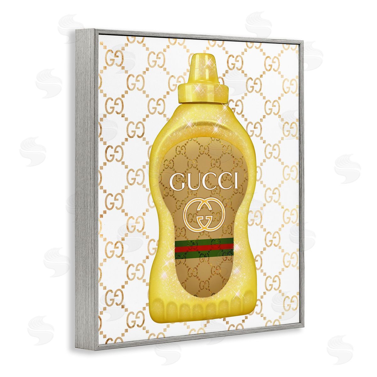 Ziwei Li Fashionable Brunch Condiment Patterned Glam Emblem  Gray Framed Giclee Wall Art Print