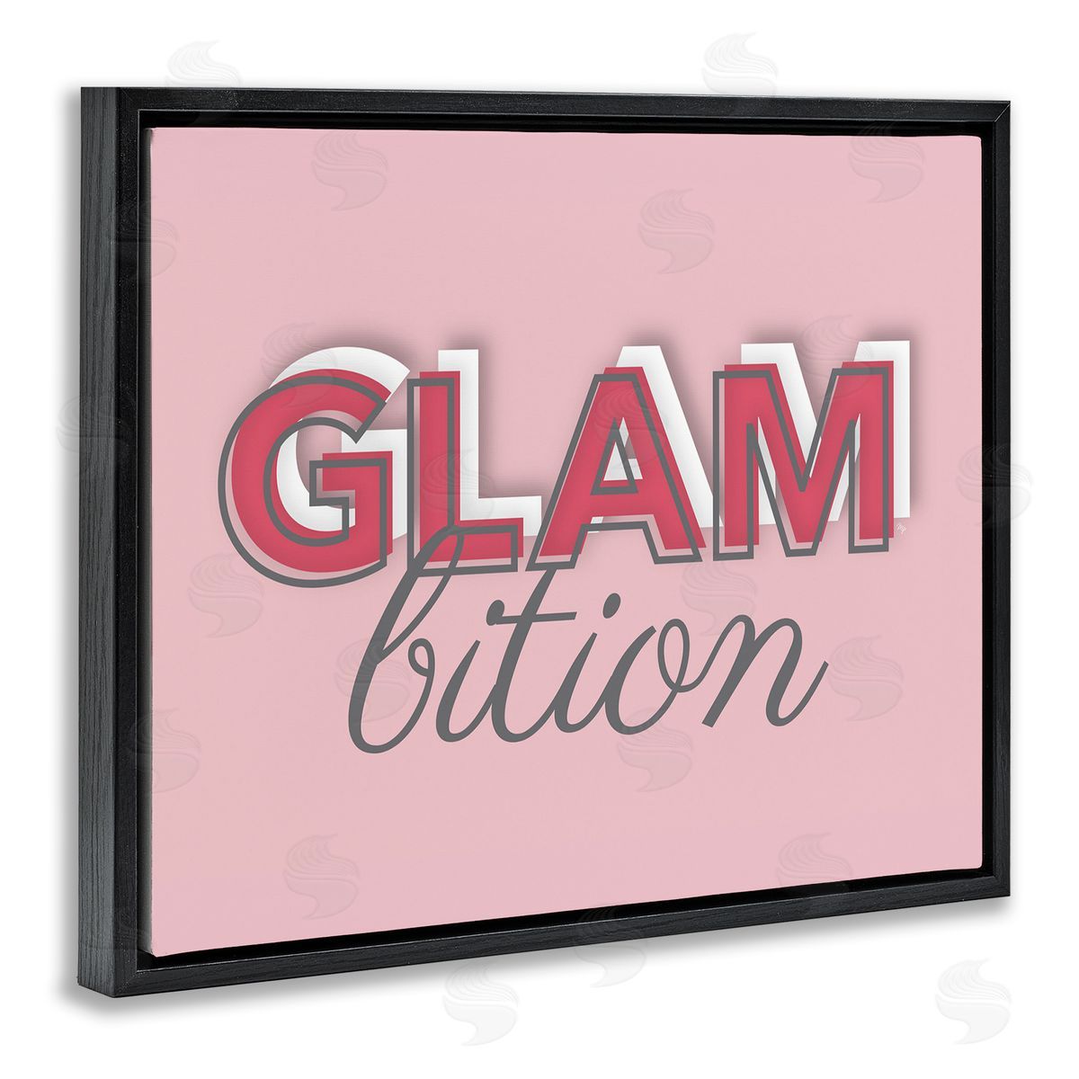 Martina Pavlova Chic Glambition Typography Trendy Fashion Text  Black Floating Frame Canvas Wall Art Print