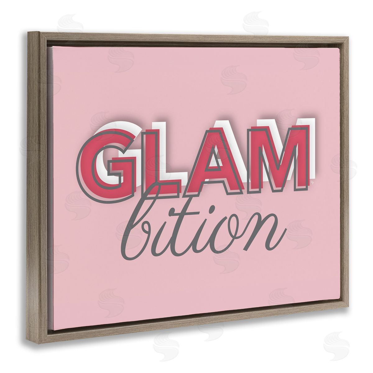 Martina Pavlova Chic Glambition Typography Trendy Fashion Text  Brown Floating Frame Canvas Wall Art Print