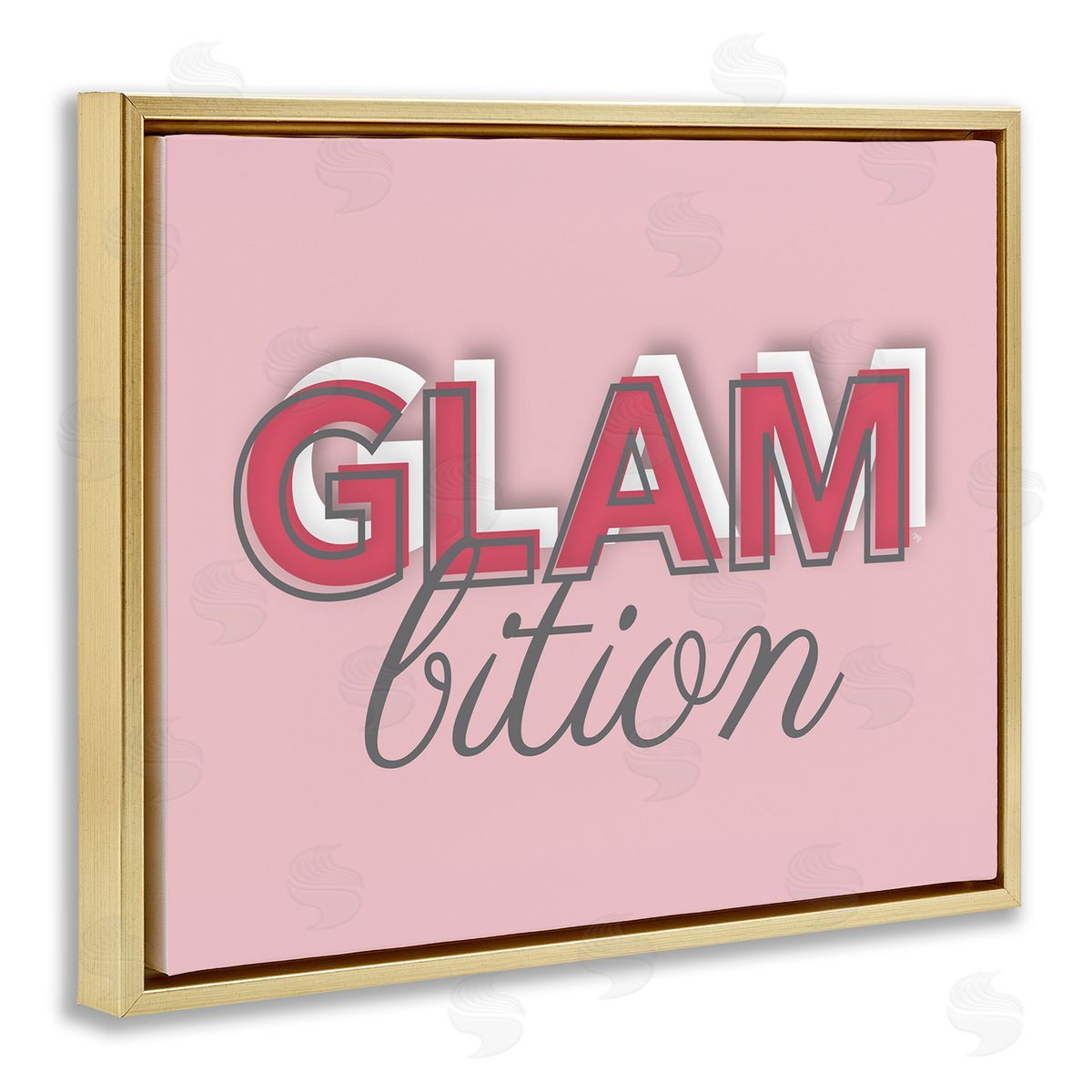 Martina Pavlova Chic Glambition Typography Trendy Fashion Text  Gold Floating Frame Canvas Wall Art Print