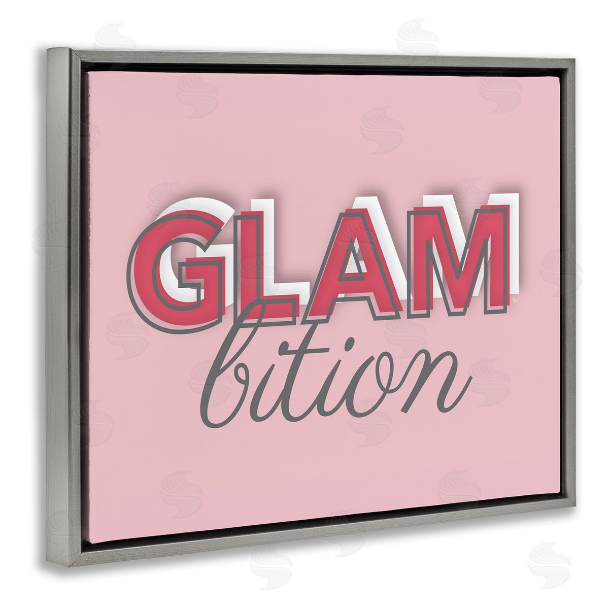 Martina Pavlova Chic Glambition Typography Trendy Fashion Text  Gray Floating Frame Canvas Wall Art Print