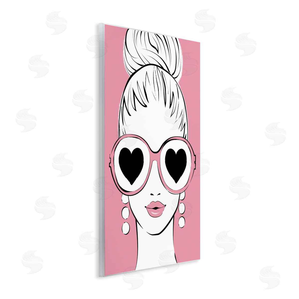Martina Pavlova Fashionable Woman Heart Sunglasses Pink Glam Drawing Wall Plaque Art Print