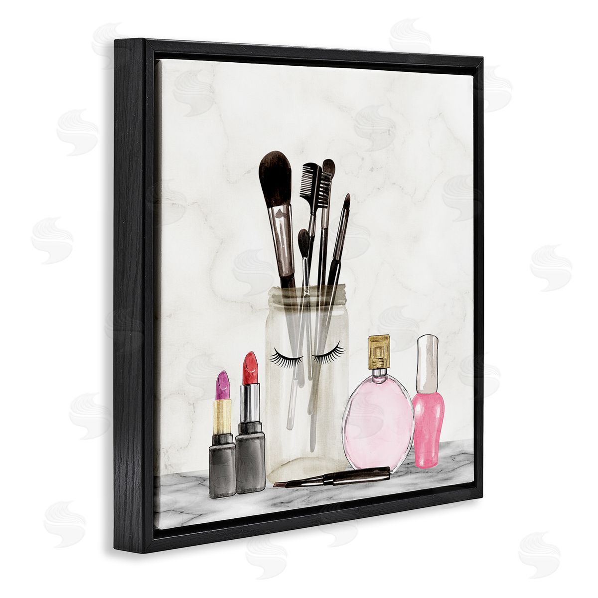 Kim Allen Trendy Makeup Brushes Polished Fashion Cosmetics Black Floating Frame Canvas Wall Art Print