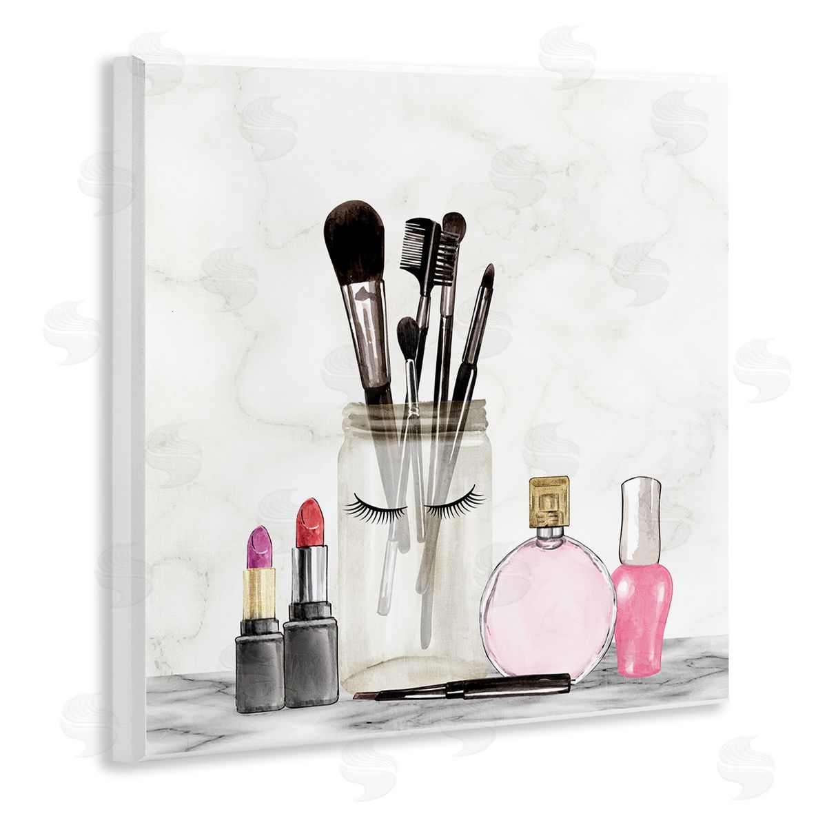 Kim Allen Trendy Makeup Brushes Polished Fashion Cosmetics Wooden Wall Plaque Art Print