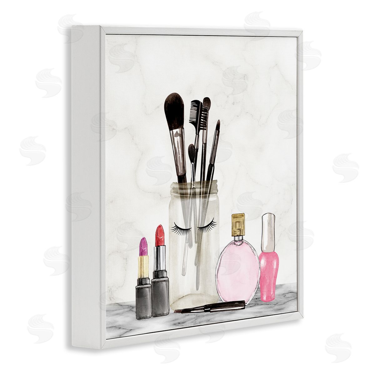 Kim Allen Trendy Makeup Brushes Polished Fashion Cosmetics White Framed Glicee Wall Art Print