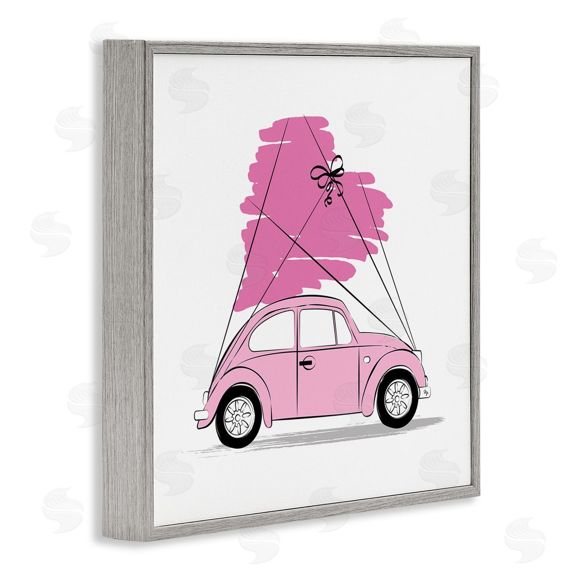 Martina Pavlova Trendy Pink Buggy Car Chic Wrapped Heart Gray Framed Glicee Wall Art Print