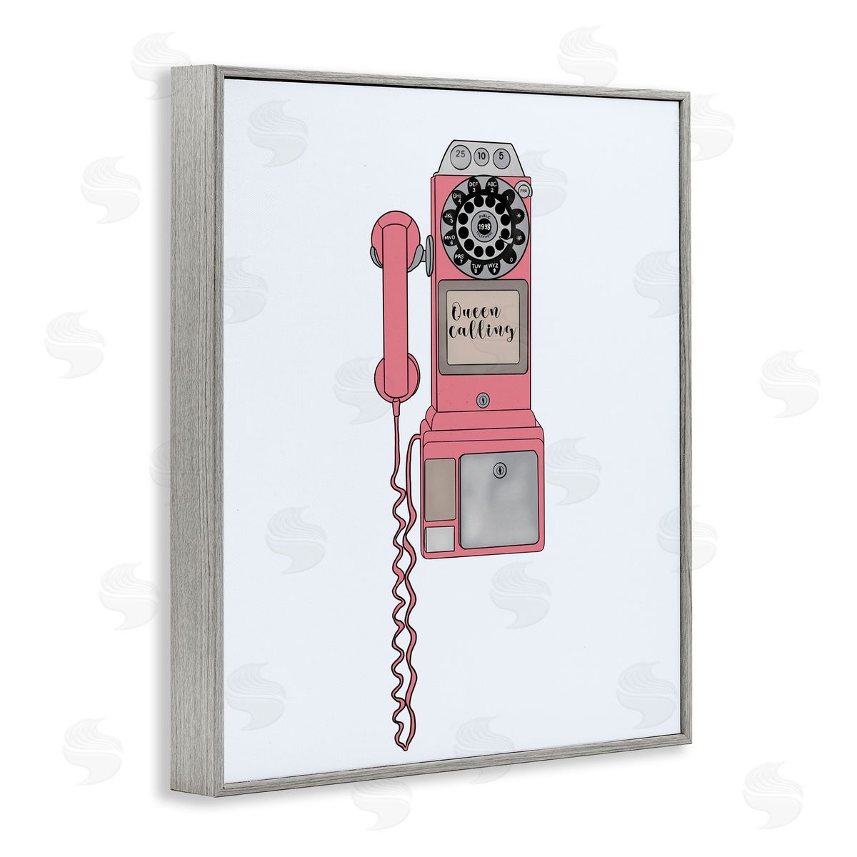 Ashley Singleton Vintage Pay Phone Chic Queen Calling Calligraphy  Gray Framed Giclee Wall Art Print