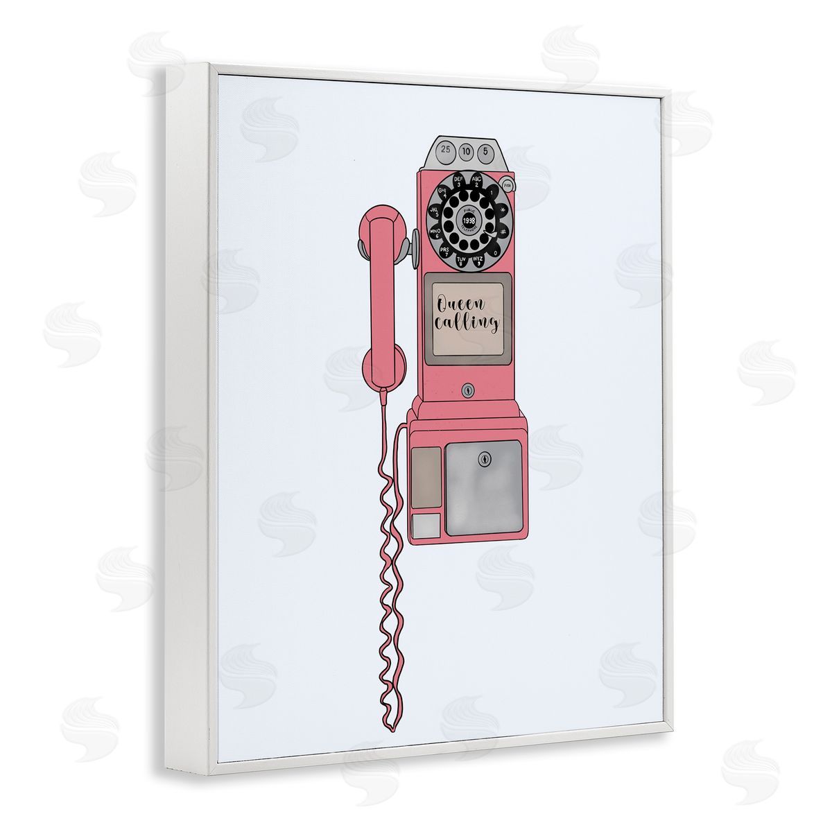 Ashley Singleton Vintage Pay Phone Chic Queen Calling Calligraphy  White Framed Giclee Wall Art Print