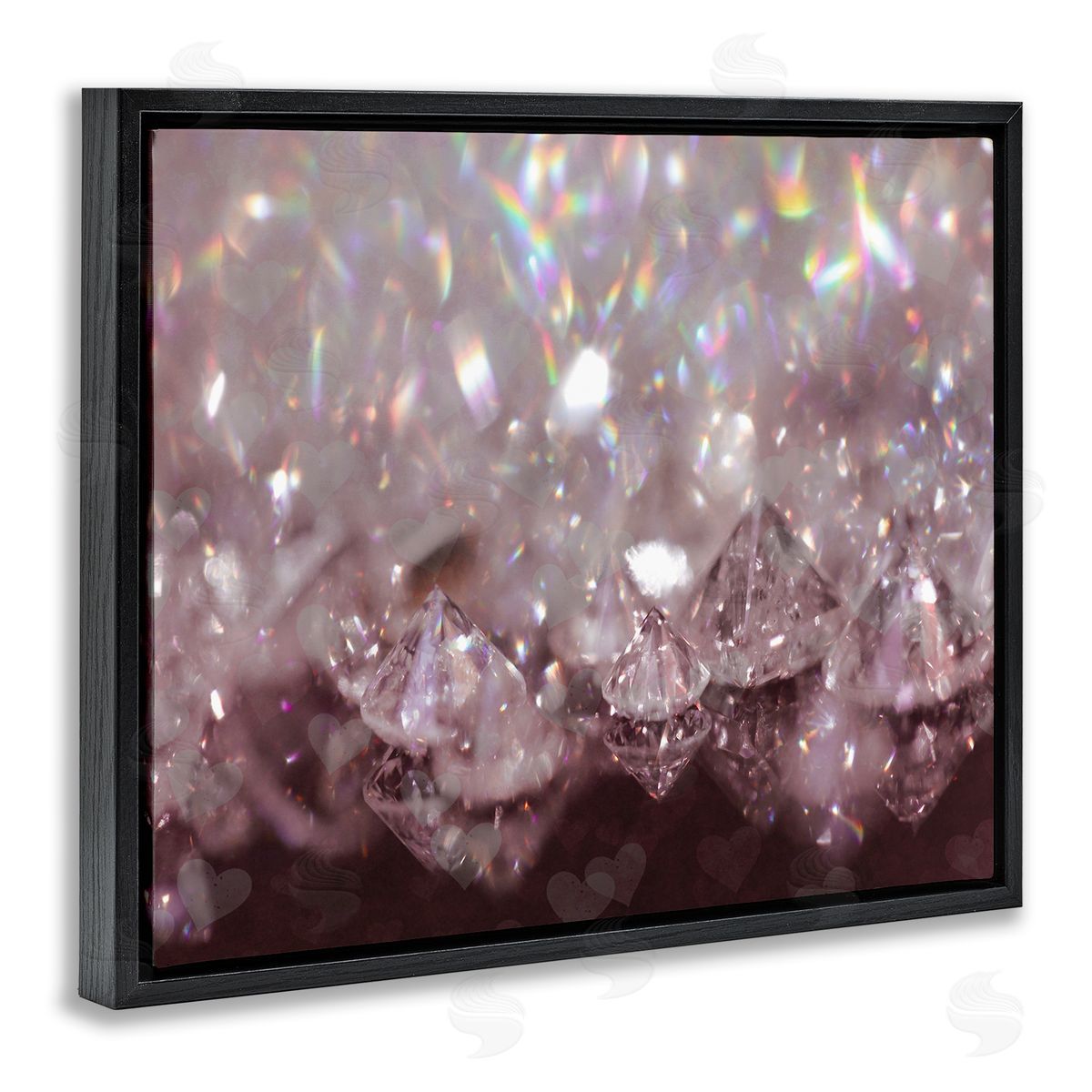 Stupell Studio Dazzling Bling Gems Luxury Fashion Glam Jewels Black Floating Frame Canvas Wall Art Print
