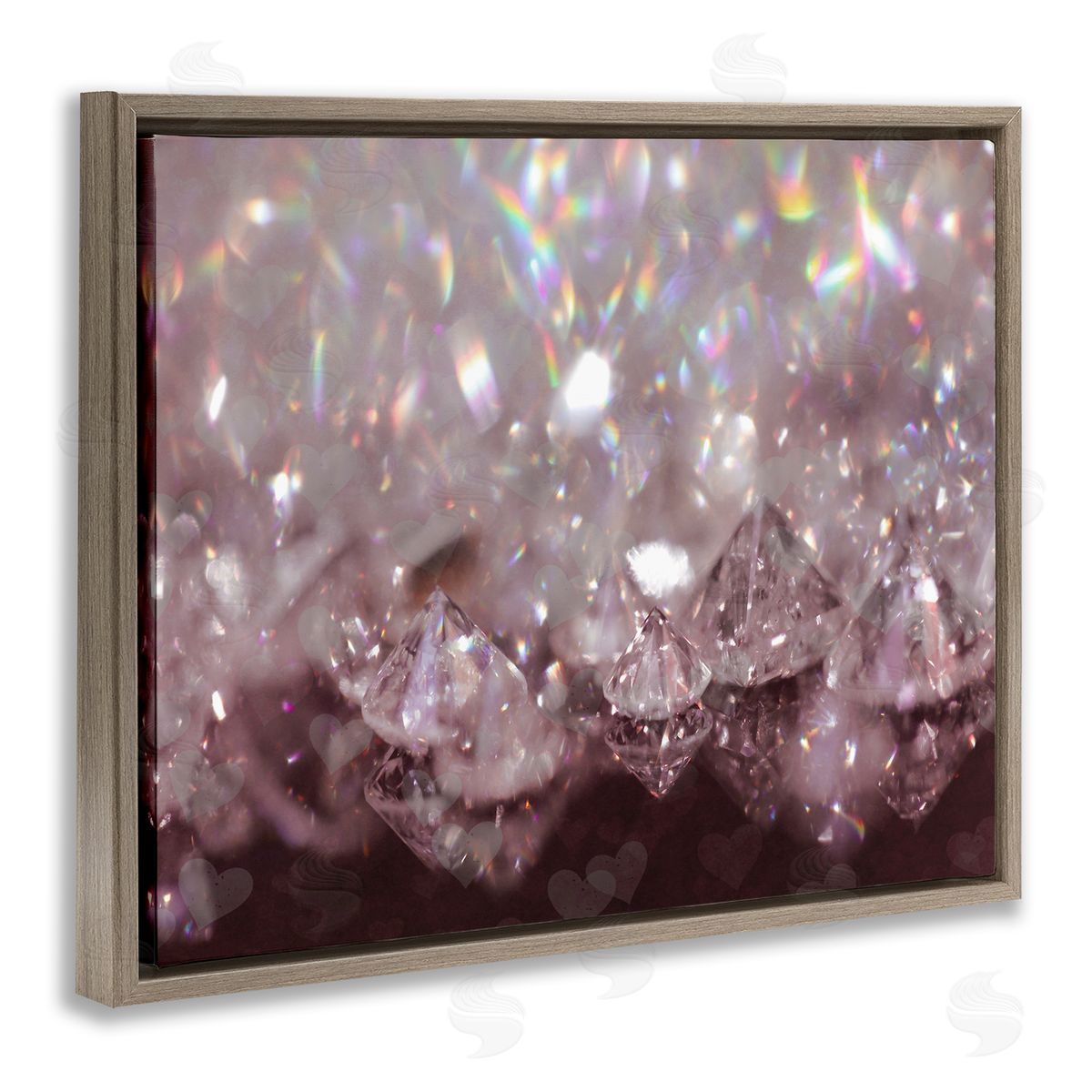 Stupell Studio Dazzling Bling Gems Luxury Fashion Glam Jewels Brown Floating Frame Canvas Wall Art Print