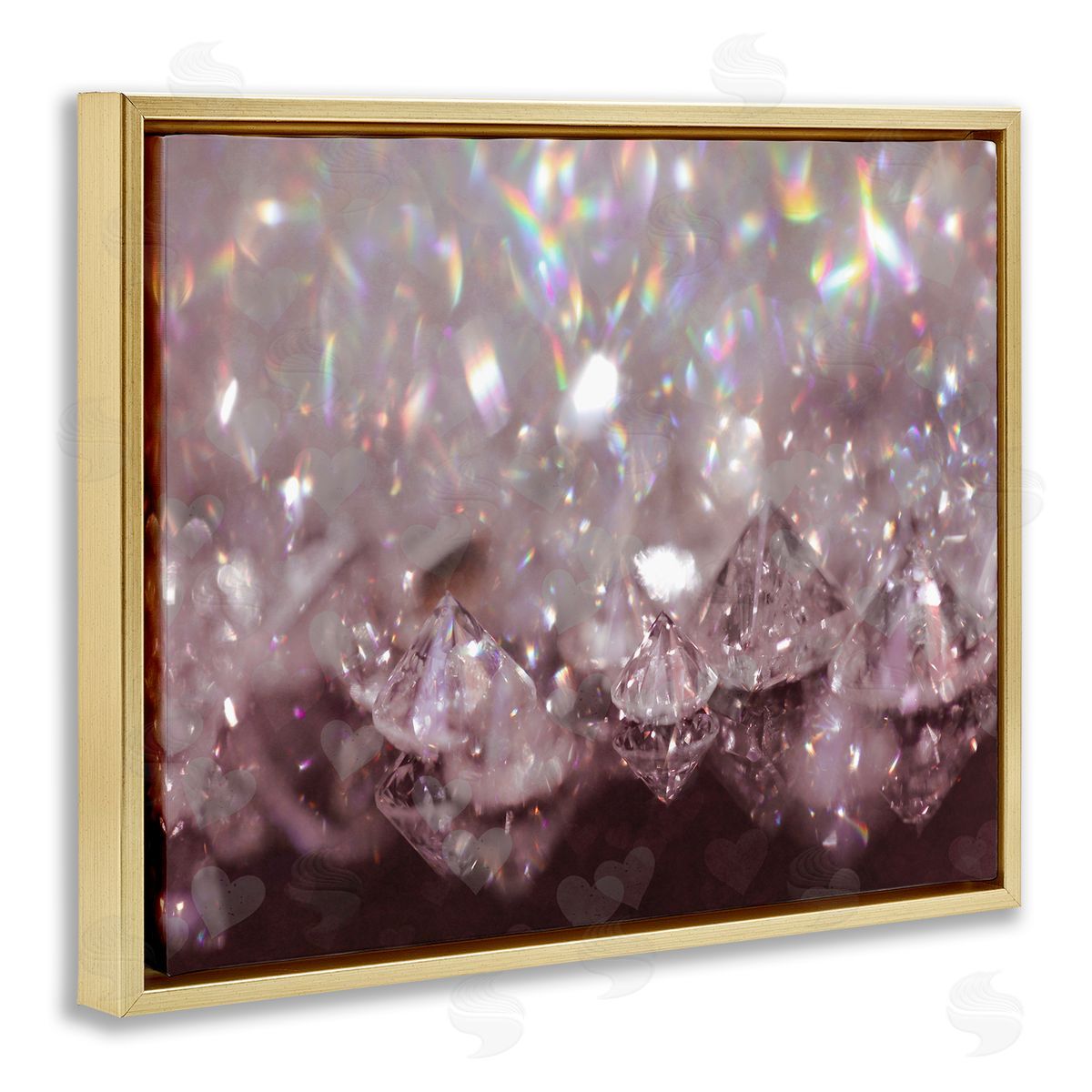 Stupell Studio Dazzling Bling Gems Luxury Fashion Glam Jewels Gold Floating Frame Canvas Wall Art Print