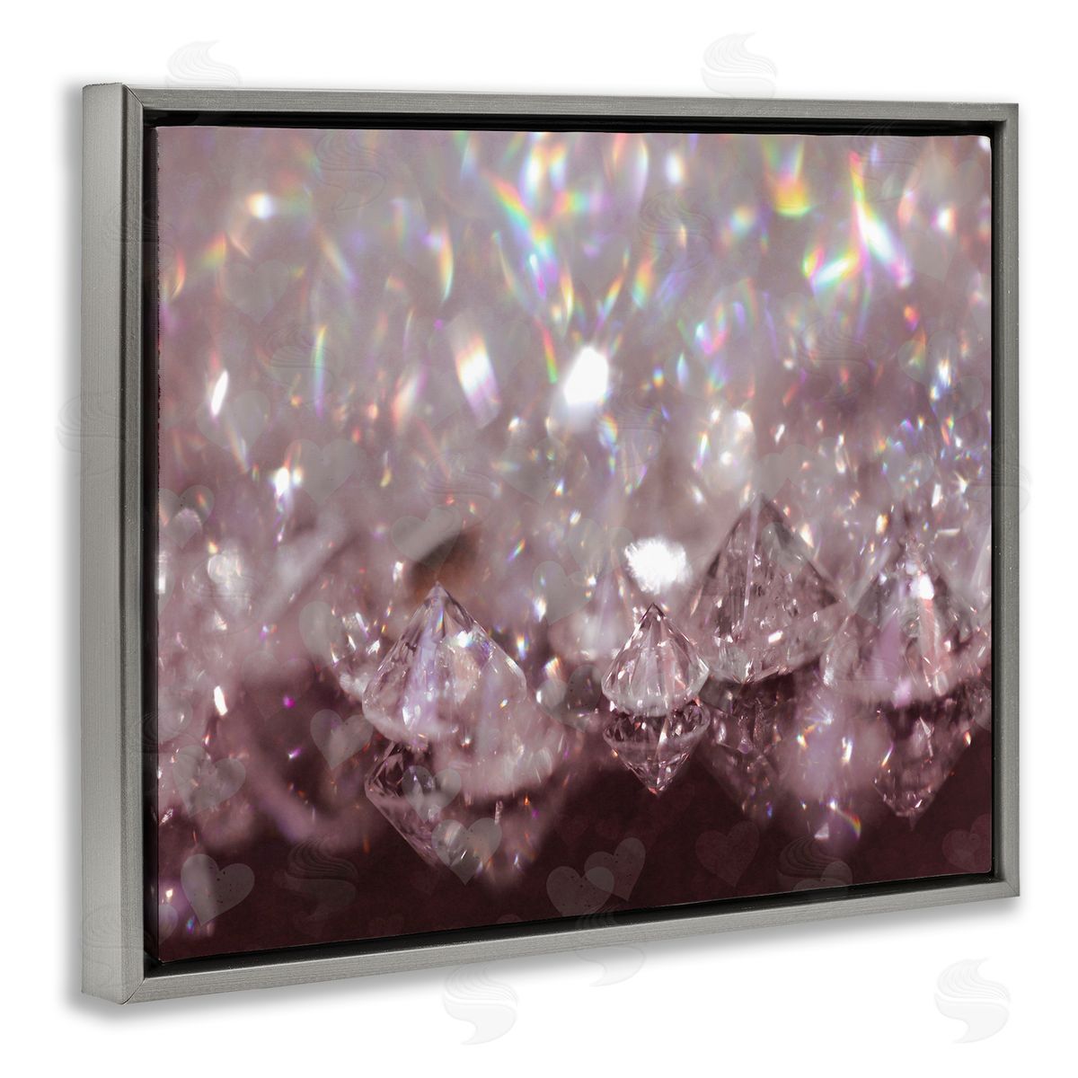 Stupell Studio Dazzling Bling Gems Luxury Fashion Glam Jewels Gray Floating Frame Canvas Wall Art Print