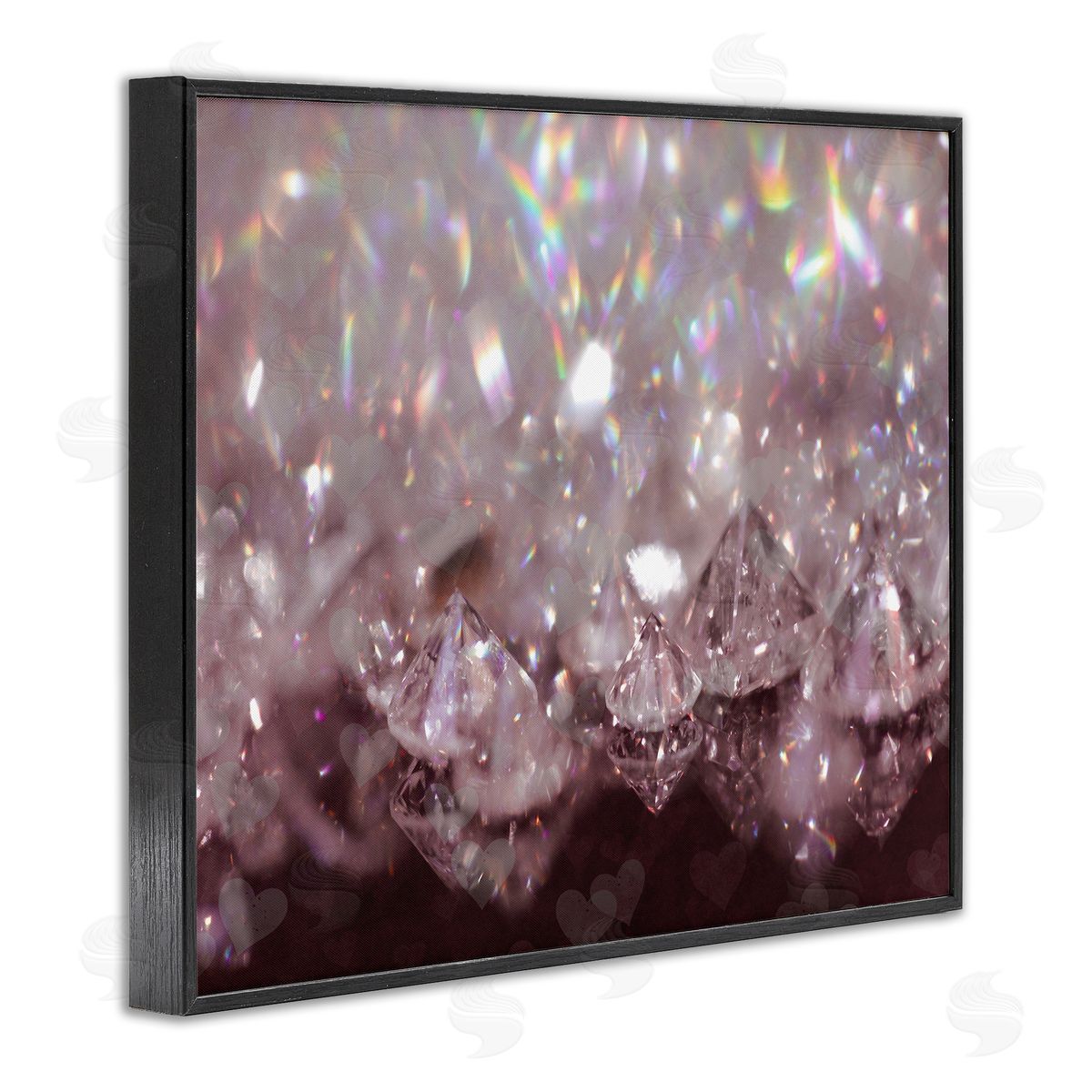 Stupell Studio Dazzling Bling Gems Luxury Fashion Glam Jewels Black Framed Giclee Wall Art Print