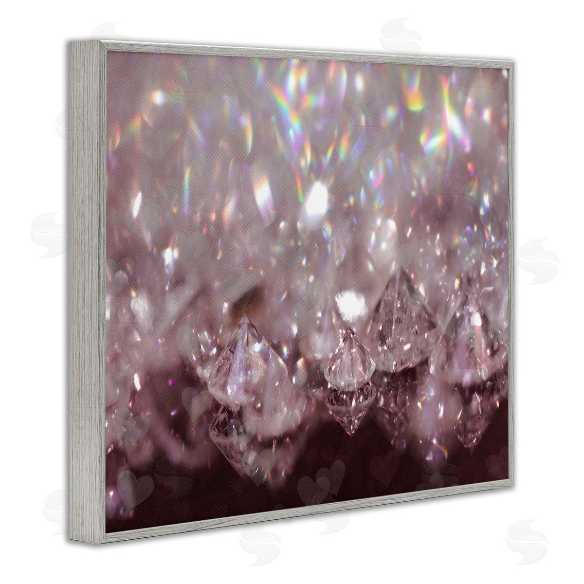Stupell Studio Dazzling Bling Gems Luxury Fashion Glam Jewels Gray Framed Giclee Wall Art Print