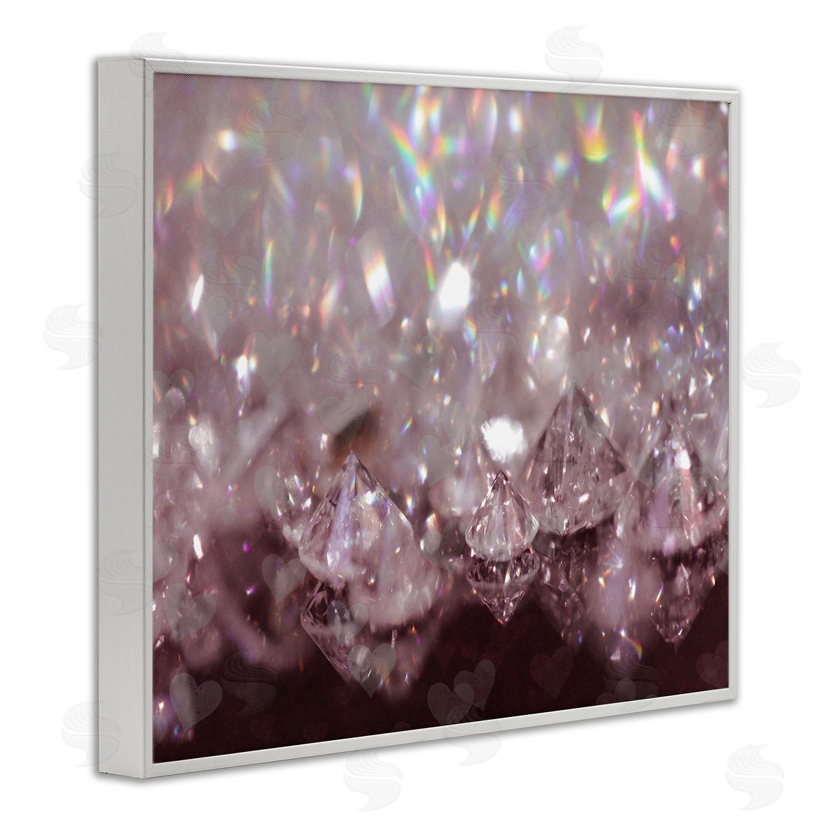 Stupell Studio Dazzling Bling Gems Luxury Fashion Glam Jewels White Framed Giclee Wall Art Print