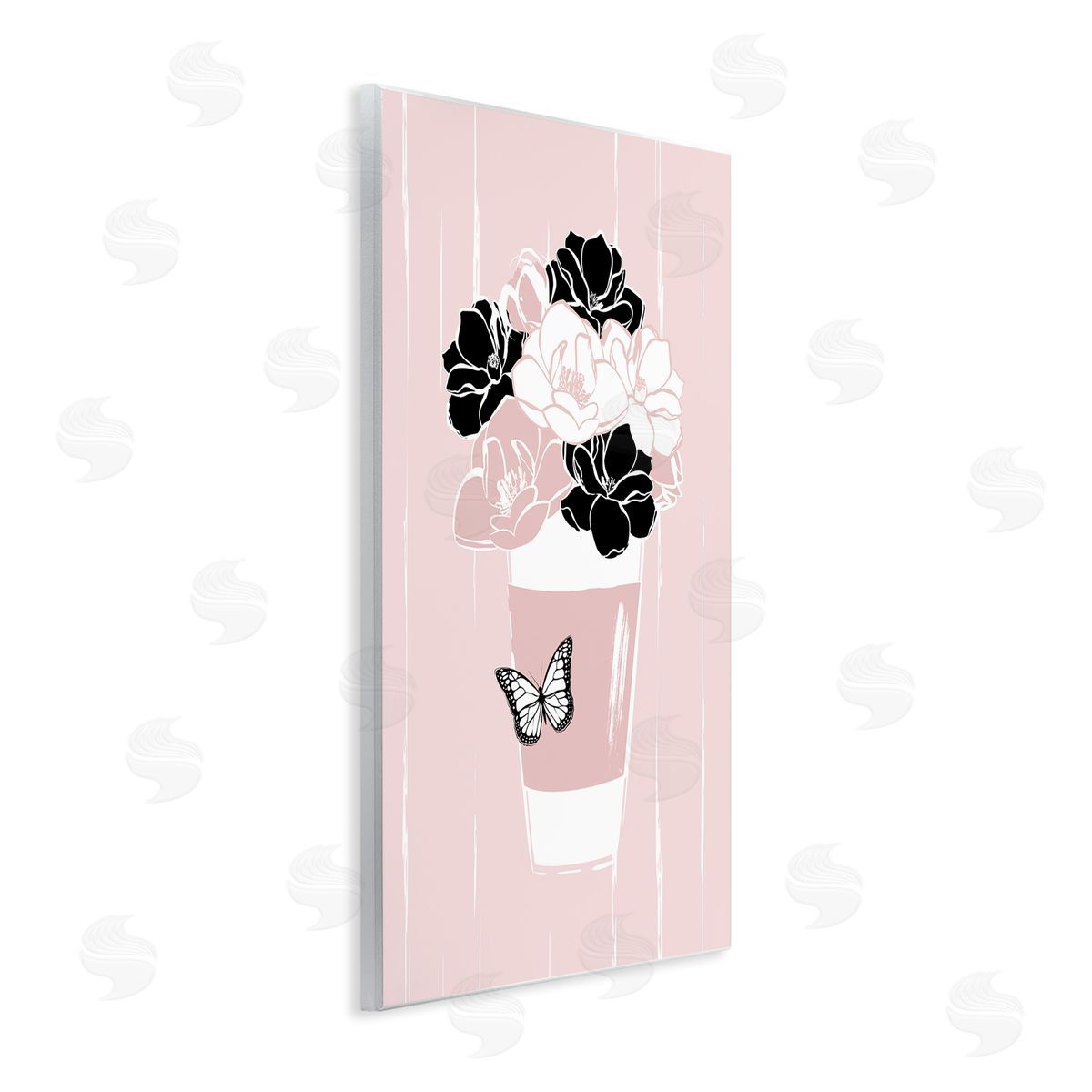 Martina Pavlova Casual Coffee Cup Pink Assorted Flowers Arrangement Wall Plaque Art Print