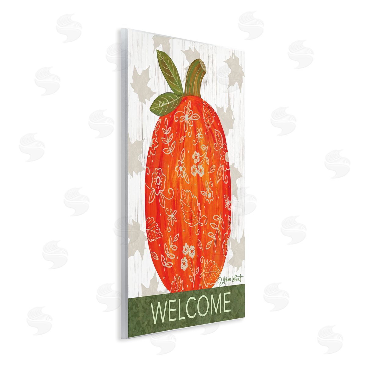 Annie LaPoint Patterned Autumn Botanicals Pumpkin Welcome Sign Wall Plaque Art Print