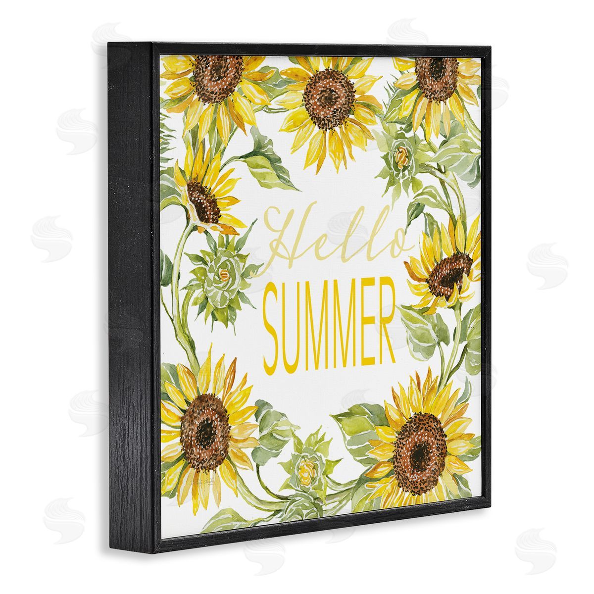 Cindy Jacobs Hello Summer Warm Yellow Sunflower Typography Border Black Framed Glicee Wall Art Print