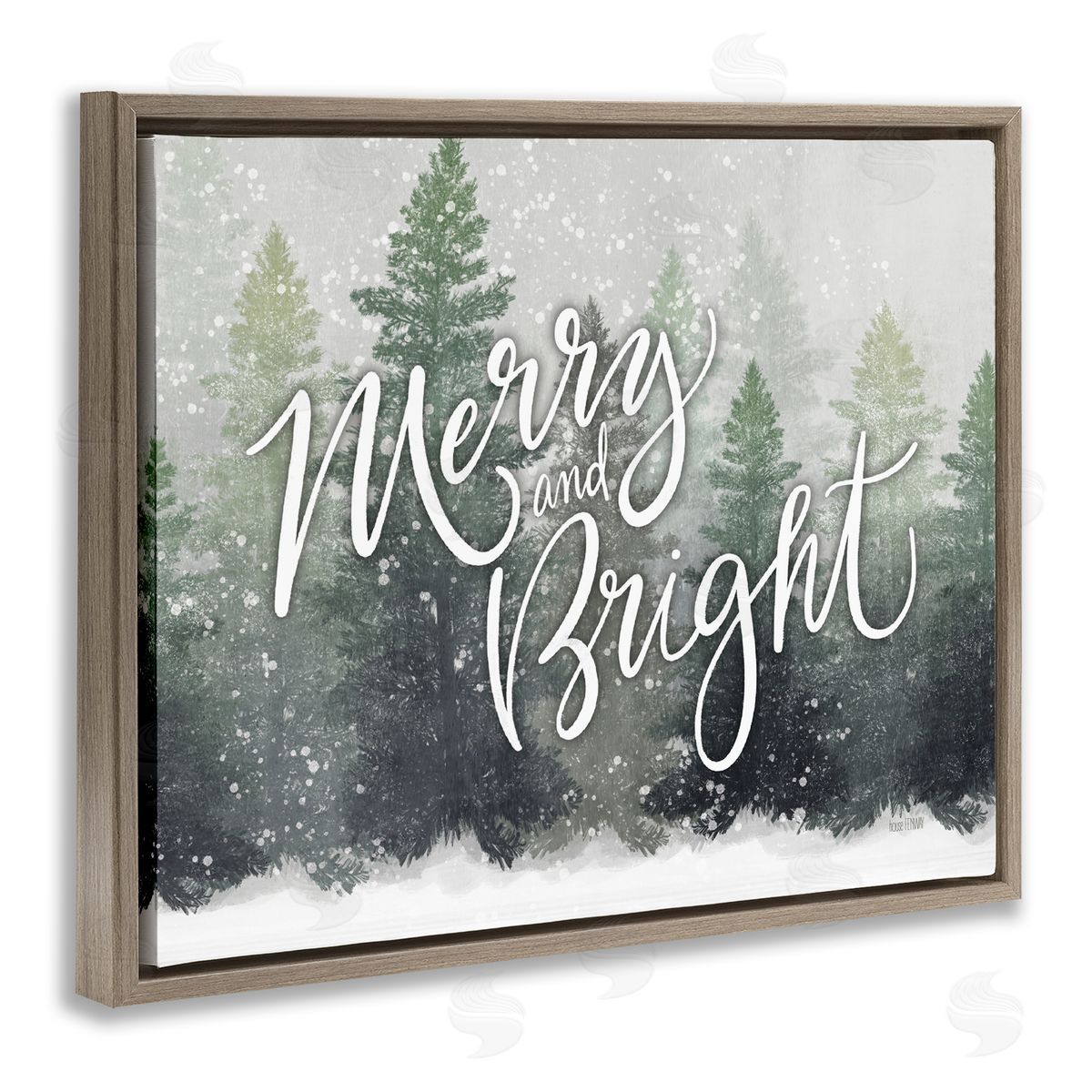 House Fenway Merry & Bright Scenic Niveous Winter Forest Landscape Brown Floating Frame Canvas Wall Art Print