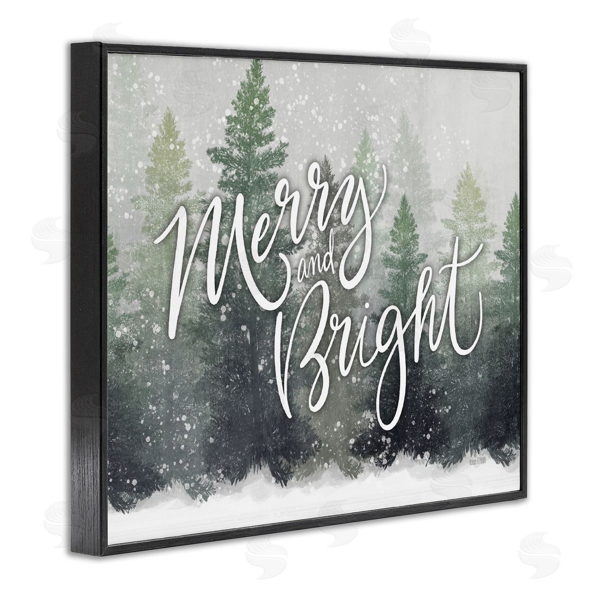 House Fenway Merry & Bright Scenic Niveous Winter Forest Landscape Black Framed Giclee Wall Art Print