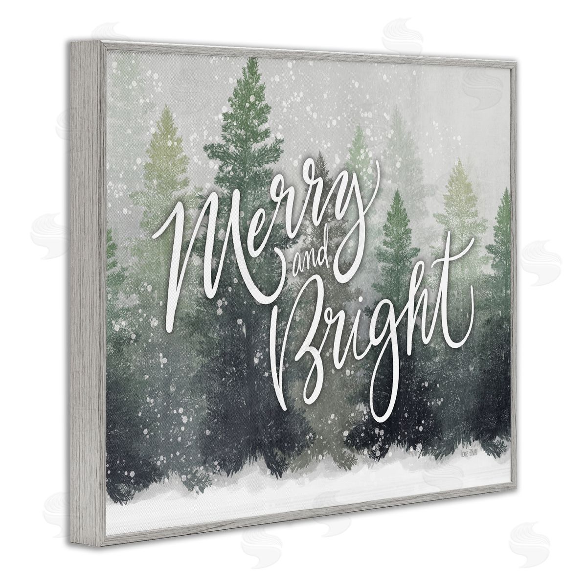 House Fenway Merry & Bright Scenic Niveous Winter Forest Landscape Gray Framed Giclee Wall Art Print