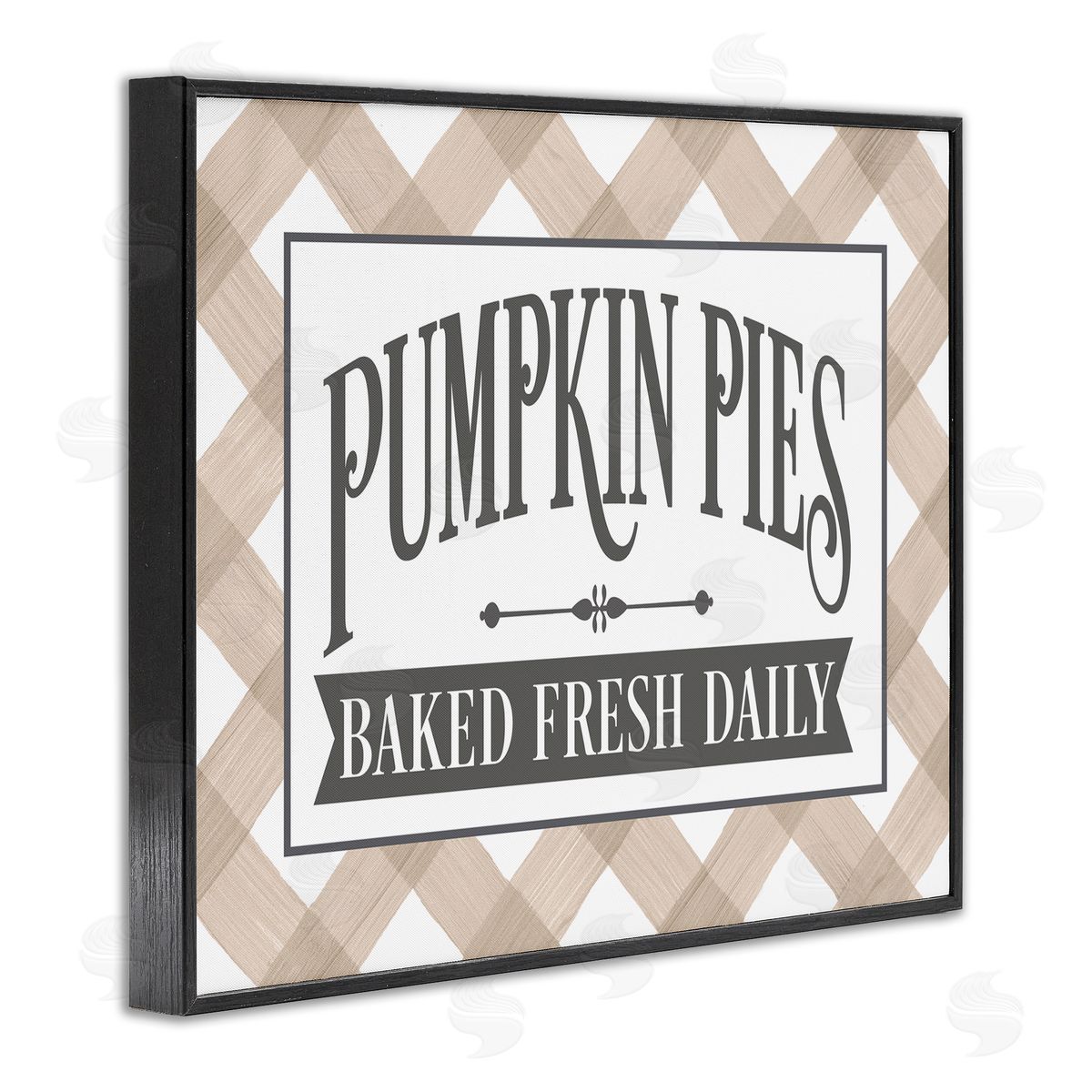 Lettered and Lined Pumpkin Pies Baked Fresh Seasonal Tartan Sign Black Framed Giclee Wall Art Print