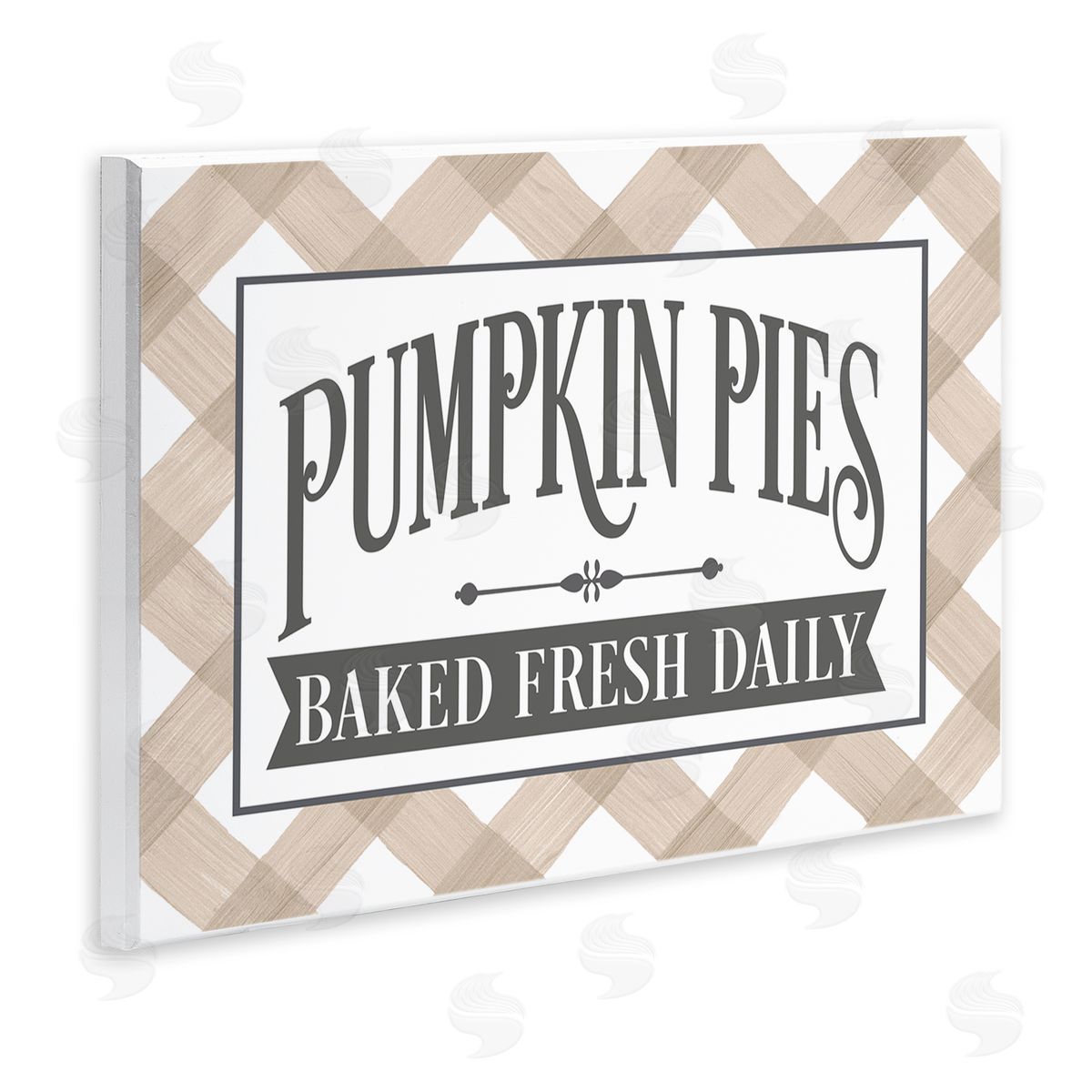 Lettered and Lined Pumpkin Pies Baked Fresh Seasonal Tartan Sign Wall Plaque Art Print