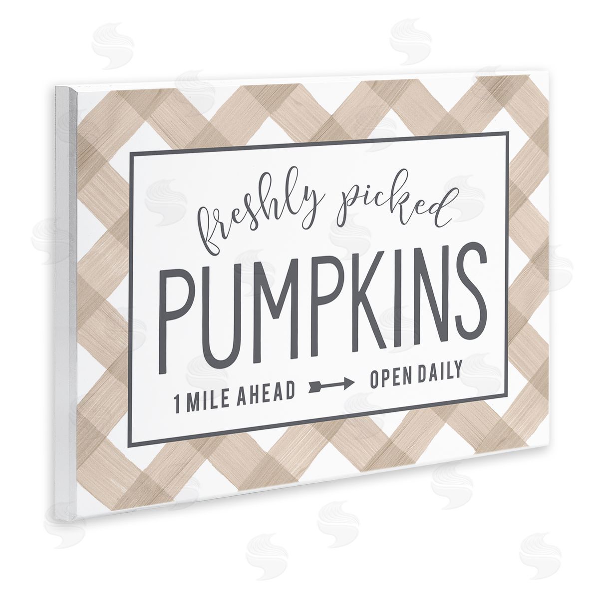 Lettered and Lined Freshly Picked Pumpkins Country Farm Plaid Sign  Wall Plaque Art Print