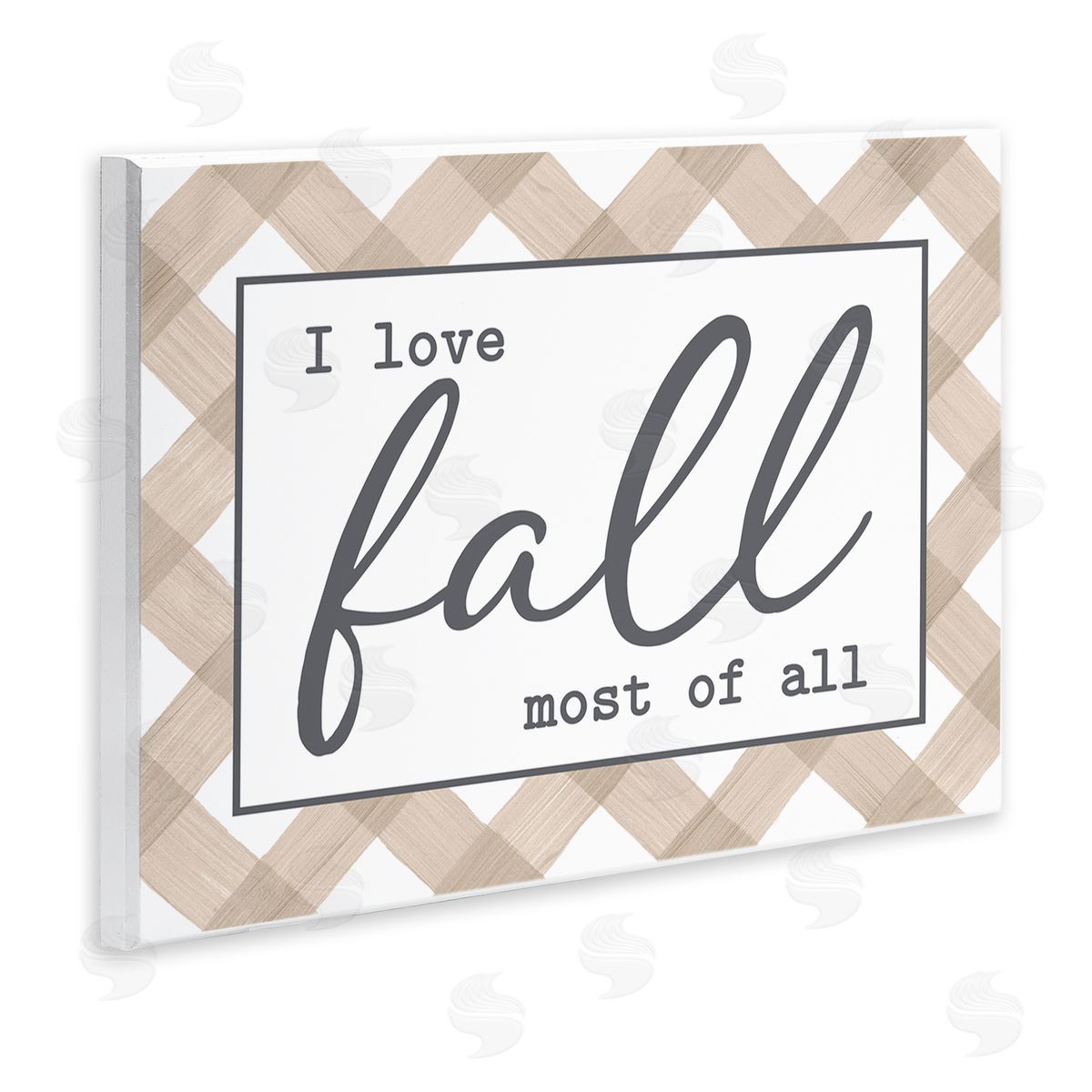 Lettered and Lined Love Fall Most Of All Autumn Calligraphy Plaid Sign Wall Plaque Art Print