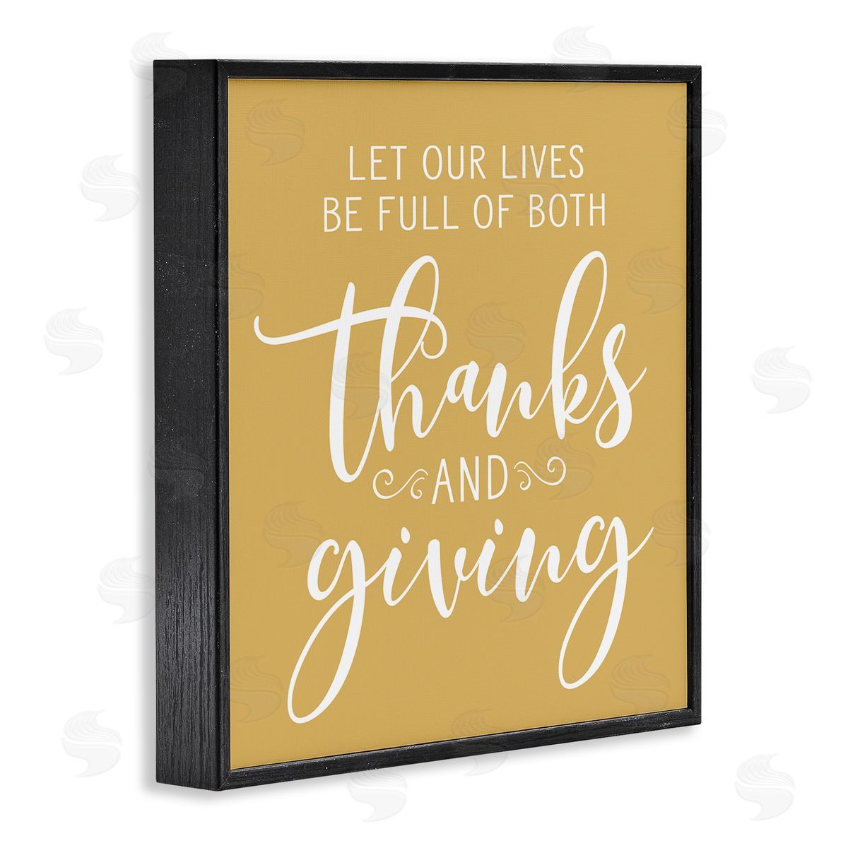 Lettered and Lined Uplifting Thanksgiving Calligraphy Phrase Warm Yellow Design Black Framed Glicee Wall Art Print