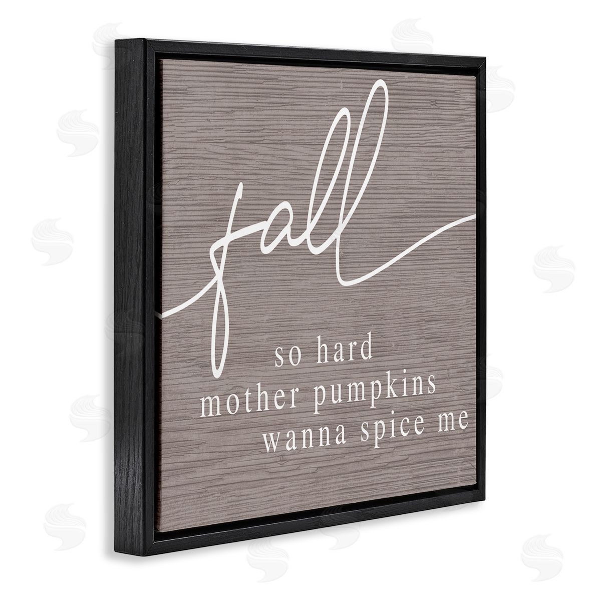 Stupell Studio Humorous Fall Phrase Rustic Pattern Autumn Typography Black Floating Frame Canvas Wall Art Print