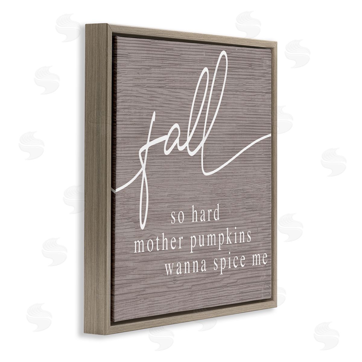 Stupell Studio Humorous Fall Phrase Rustic Pattern Autumn Typography Brown Floating Frame Canvas Wall Art Print
