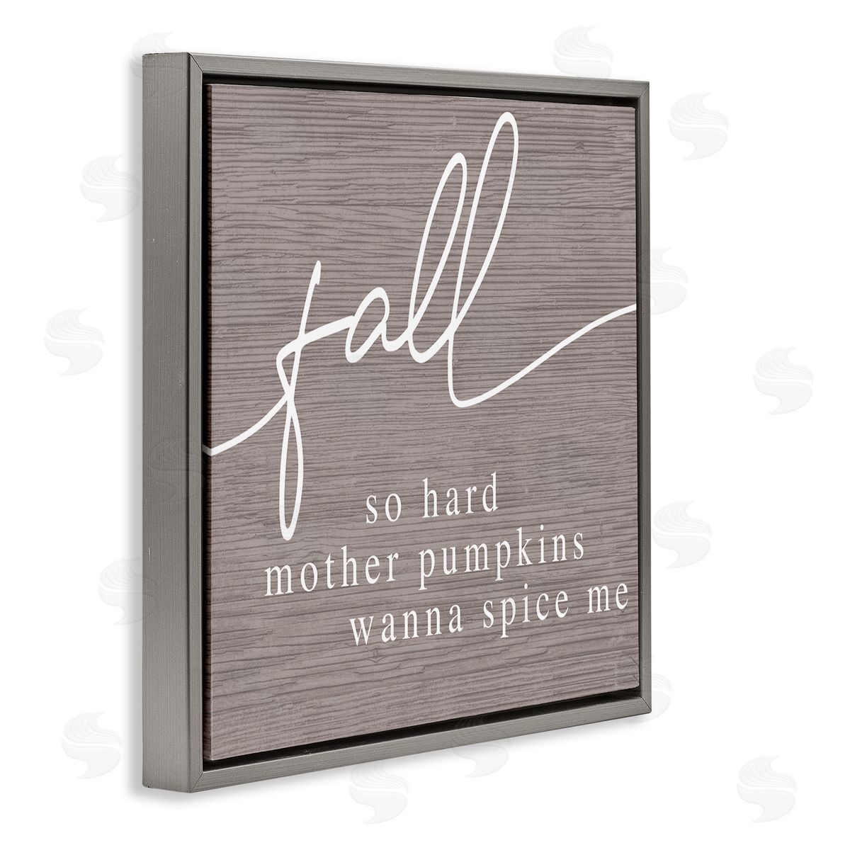 Stupell Studio Humorous Fall Phrase Rustic Pattern Autumn Typography Gray Floating Frame Canvas Wall Art Print