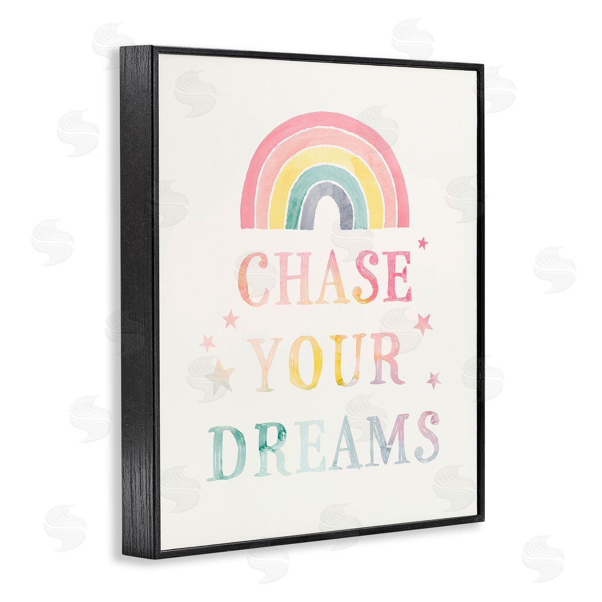 Victoria Barnes Chase Your Dreams Starry Rainbow Watercolor Detail  Black Framed Giclee Wall Art Print