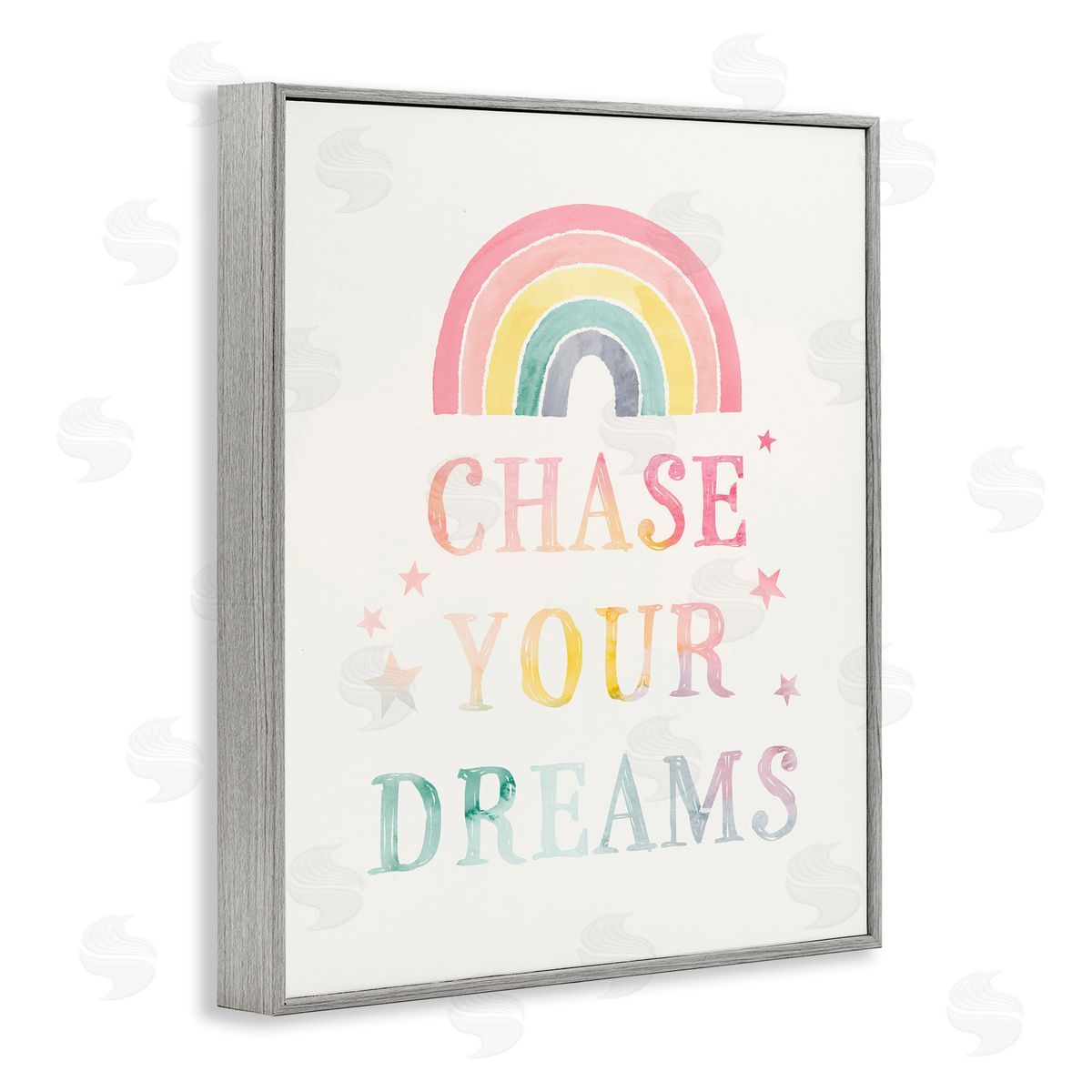 Victoria Barnes Chase Your Dreams Starry Rainbow Watercolor Detail  Gray Framed Giclee Wall Art Print