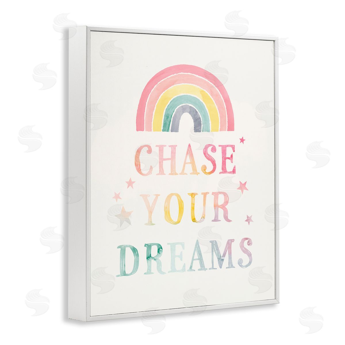 Victoria Barnes Chase Your Dreams Starry Rainbow Watercolor Detail  White Framed Giclee Wall Art Print