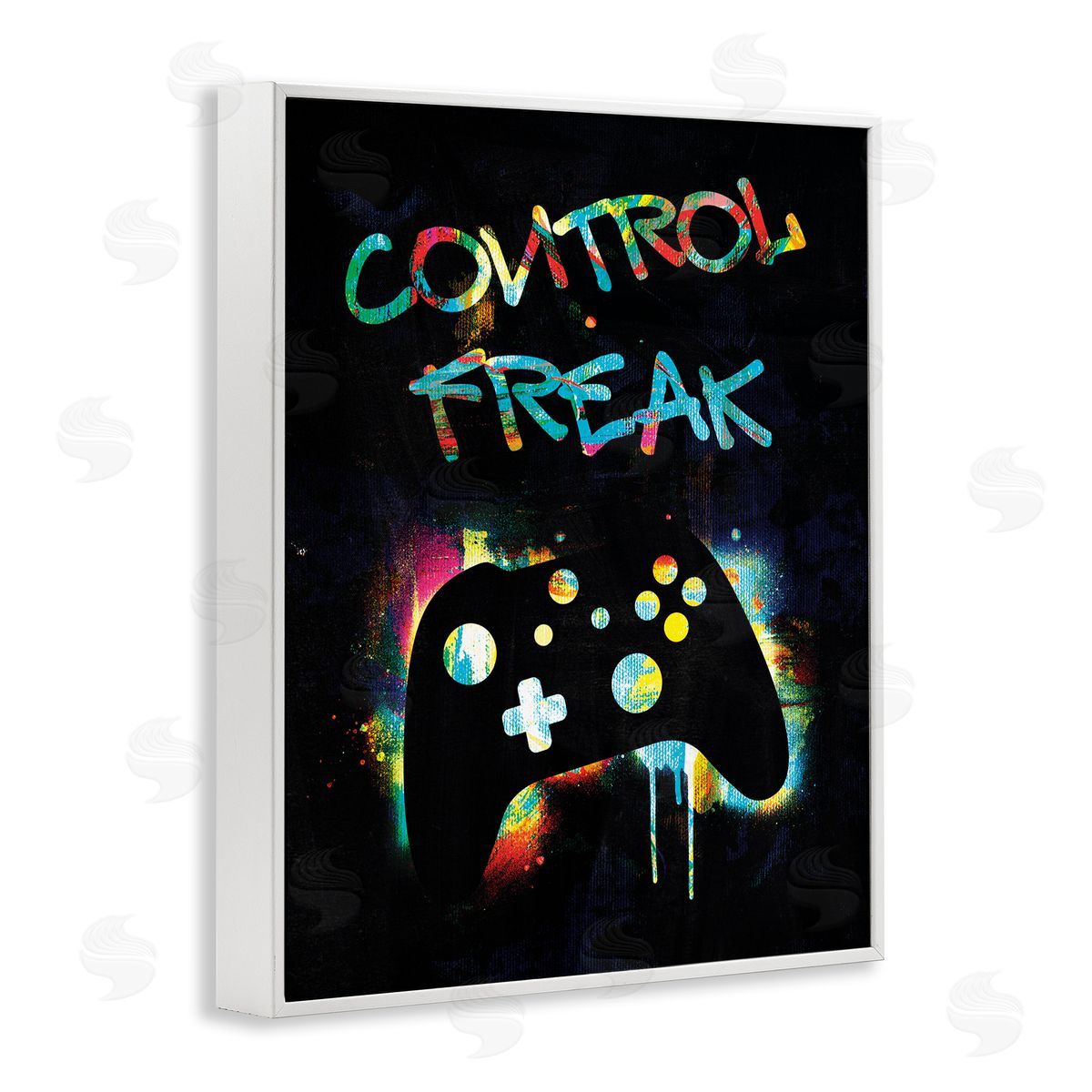 Victoria Barnes Control Freak Game Controller Graffiti Street  White Framed Giclee Wall Art Print