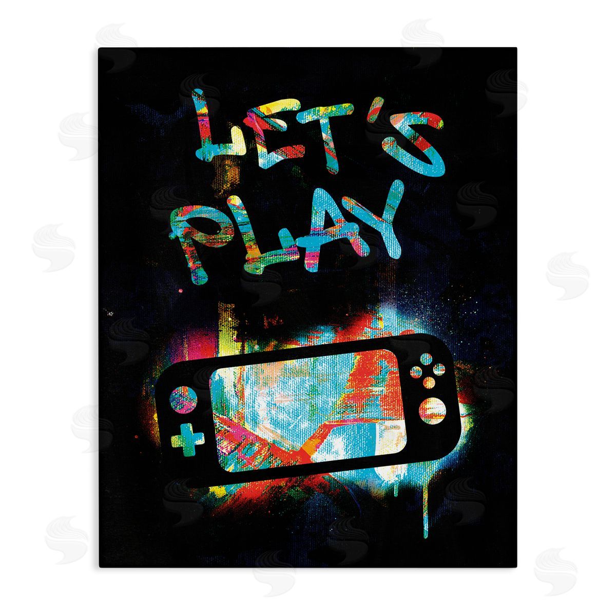 Victoria Barnes Let's Play Video Games Neon Street  Stretched Canvas Wall Art Print