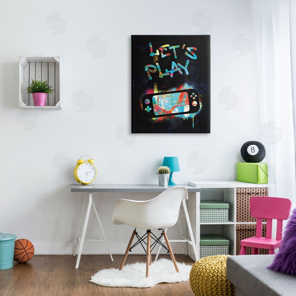 Victoria Barnes Let's Play Video Games Neon Street  Canvas Wall Art Print in Room