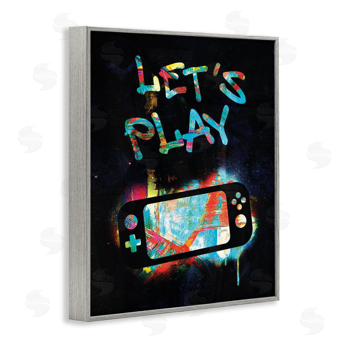 Victoria Barnes Let's Play Video Games Neon Street  Gray Framed Giclee Wall Art Print