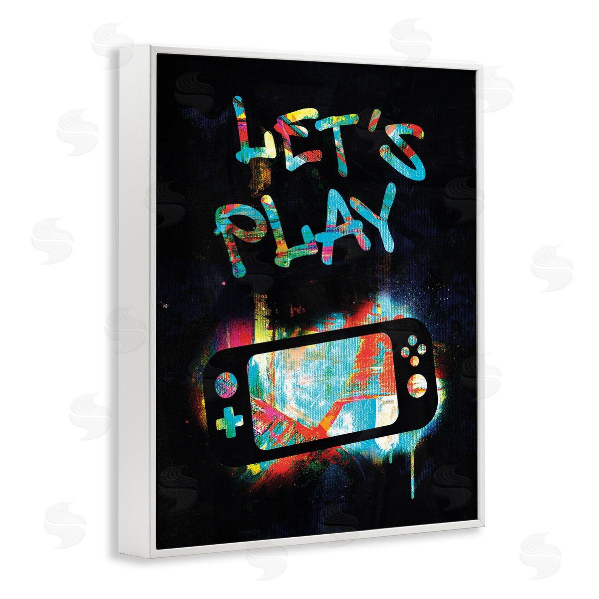 Victoria Barnes Let's Play Video Games Neon Street  White Framed Giclee Wall Art Print